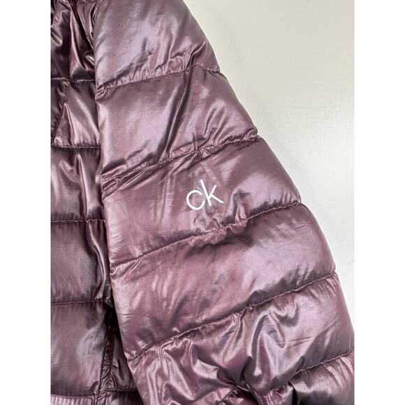 Calvin Klein Womens Packable Lightweight Premium Down Puffer Jacket XS Purple - Picture 16 of 16
